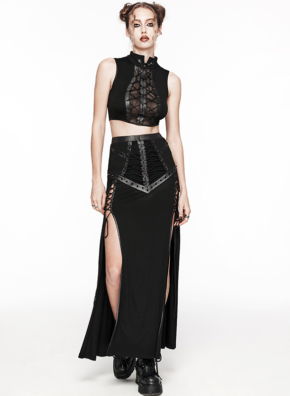 Crop top à voilage et laçages