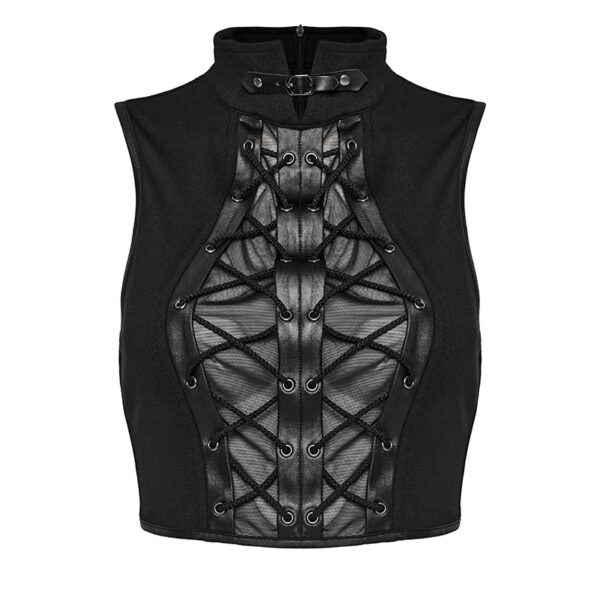 Crop top à voilage et laçages