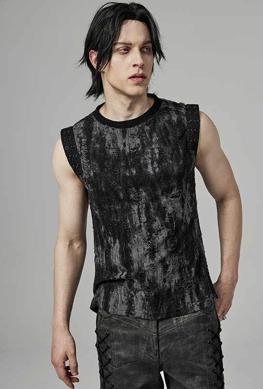 Débardeur à effet déchiré et délavé Débardeur à effet déchiré et délavé