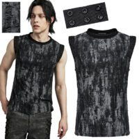 Débardeur déchiré vintage punk homme Punk Rave WT-887-BK-GY.