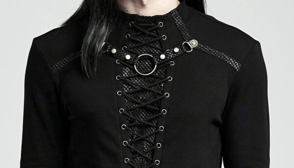 T-shirt à résille et laçage Noir