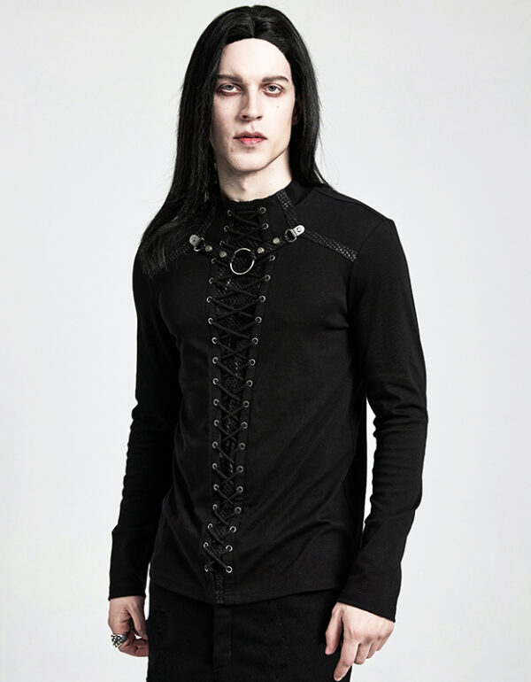 T-shirt à résille et laçage Noir