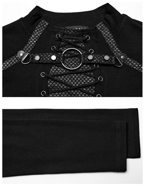 T-shirt à résille et laçage Noir