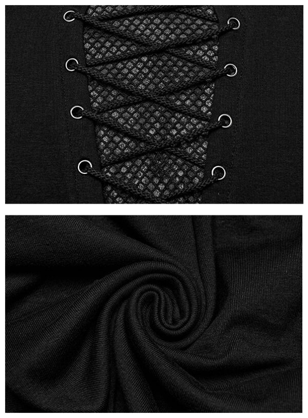 T-shirt à résille et laçage Noir