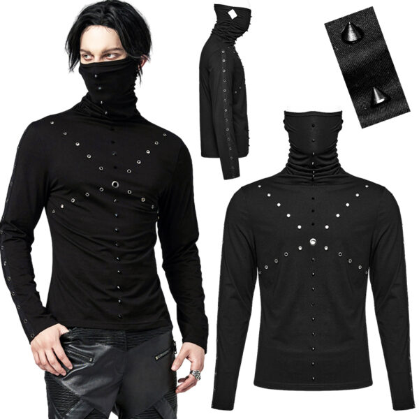 T-shirt col masque à spikes