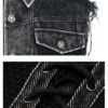 Veste en jeans déchiré à résille et spikes