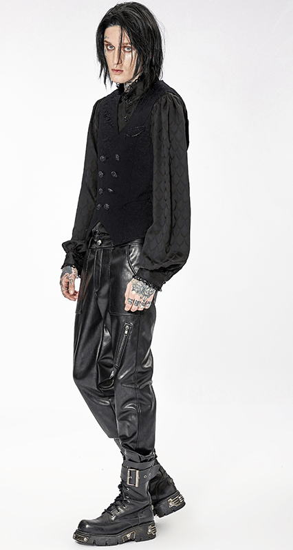 Gilet jacquard noir à broderie et chaîne Gilet jacquard noir à broderie et chaîne