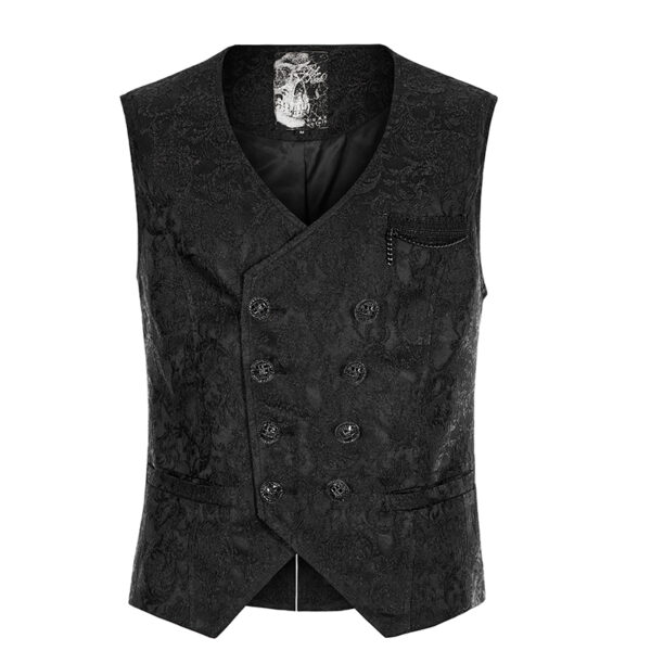 Gilet jacquard noir à broderie et chaîne Gilet jacquard noir à broderie et chaîne