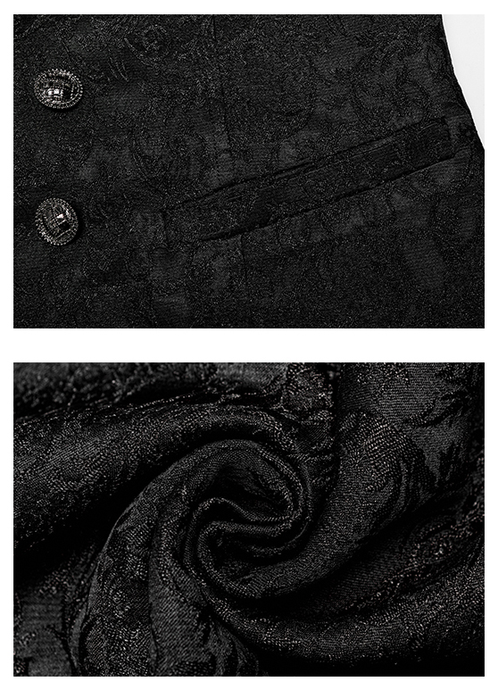Gilet jacquard noir à broderie et chaîne Gilet jacquard noir à broderie et chaîne