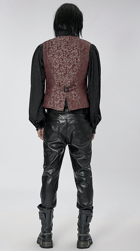 Gilet jacquard rouge et or à broderie et chaîne