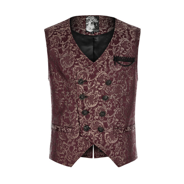 Gilet jacquard rouge et or à broderie et chaîne
