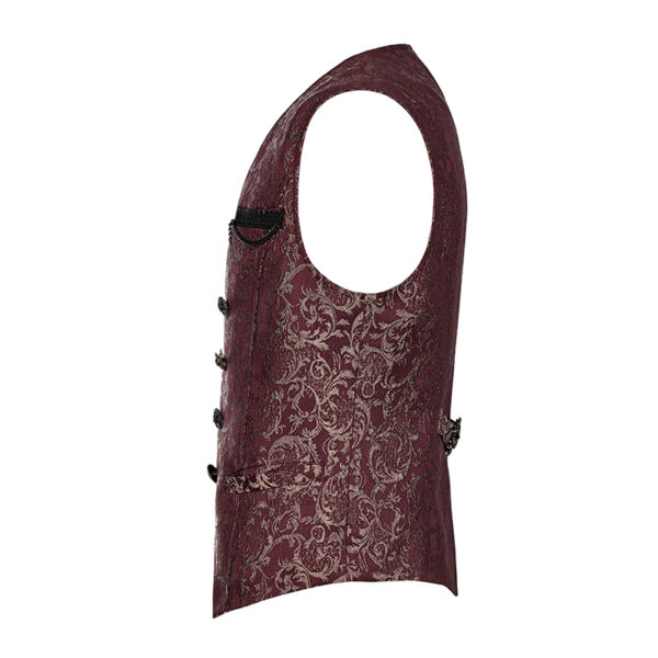 Gilet jacquard rouge et or à broderie et chaîne