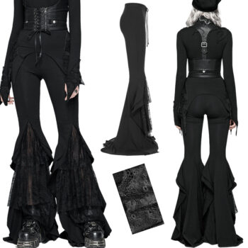 Pantalon évasé à volants et traîne