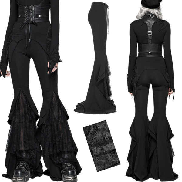 Pantalon évasé à volants et traîne Pantalon évasé à volants et traîne