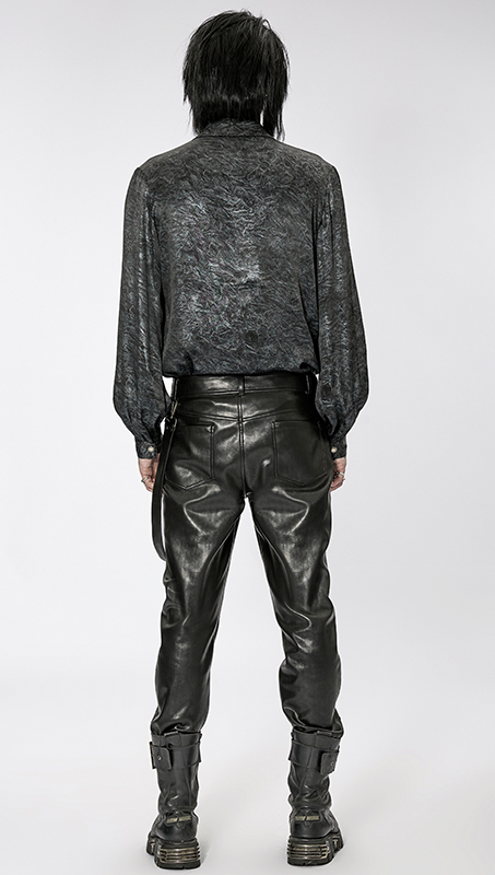 Pantalon en faux cuir à sangle et zips