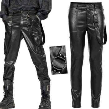 Pantalon en faux cuir à sangle et zips Pantalon en faux cuir à sangle et zips