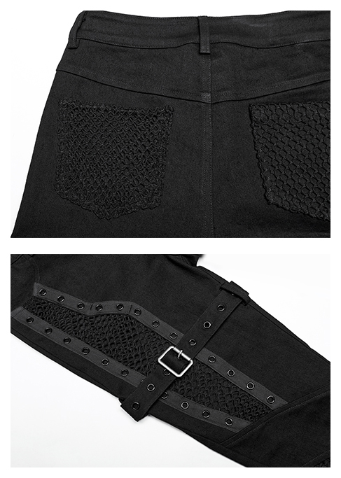 Jeans guerrière sexy à résille et sangles Jeans guerrière sexy à résille et sangles