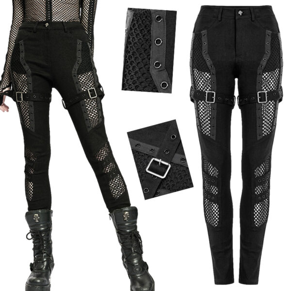 Jeans guerrière sexy à résille et sangles Jeans guerrière sexy à résille et sangles