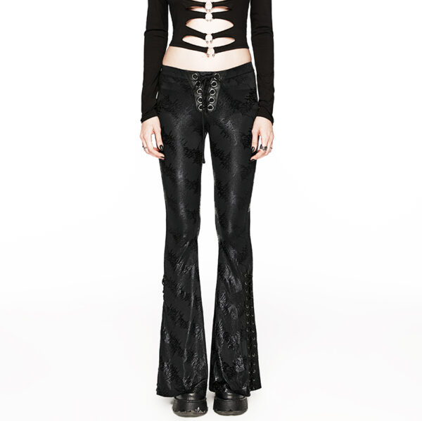 Pantalon évasé en jacquard lamé à laçages Noir Pantalon évasé en jacquard lamé à laçages Noir