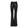 Pantalon évasé en jacquard lamé à laçages Noir Pantalon évasé en jacquard lamé à laçages Noir