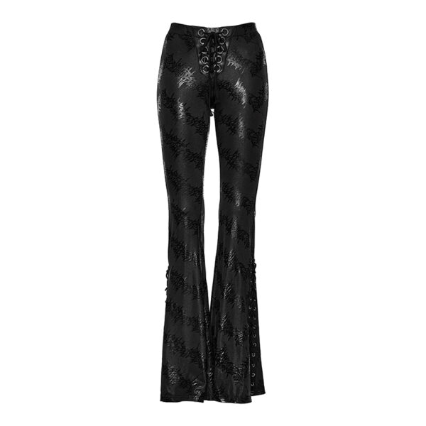 Pantalon évasé en jacquard lamé à laçages Noir Pantalon évasé en jacquard lamé à laçages Noir