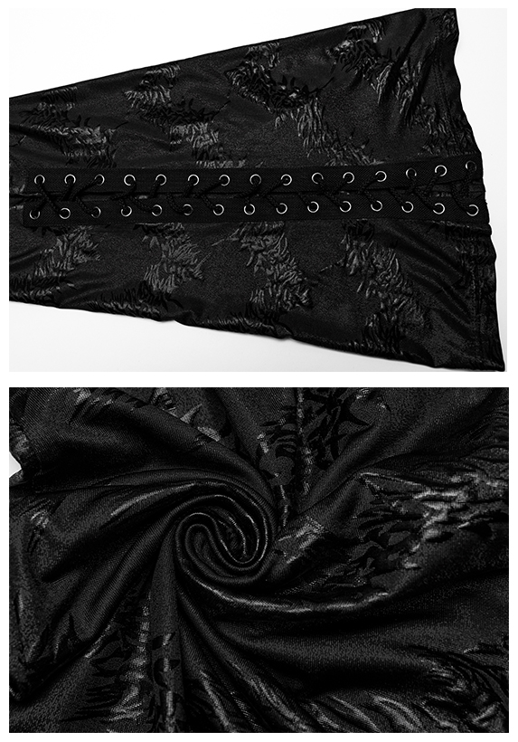 Pantalon évasé en jacquard lamé à laçages Noir Pantalon évasé en jacquard lamé à laçages Noir