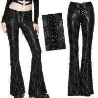 Pantalon évasé lamé noir rétro rock laçage Punk Rave WK-619-BK.