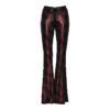 Pantalon évasé en jacquard lamé à laçages Rouge Pantalon évasé en jacquard lamé à laçages Rouge