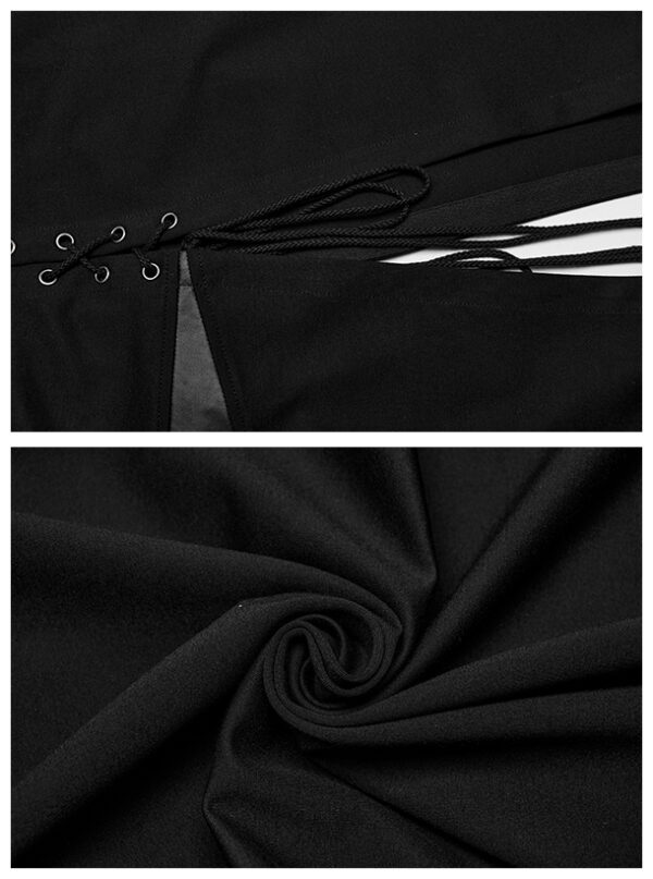 Jupe longue fendue à grande croix et laçages Jupe longue fendue à grande croix et laçages