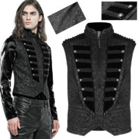 Gilet gothique militaire brodé noir Punk Rave WY-1238-BK.