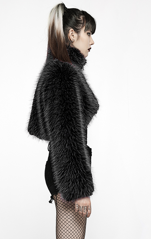 Manteau court en fausse fourrure Noir