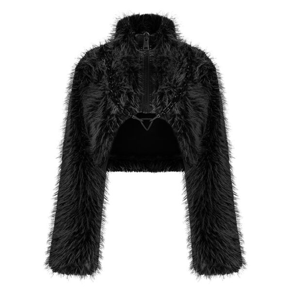 Manteau court en fausse fourrure Noir