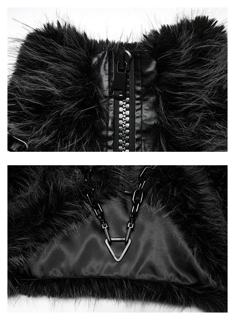 Manteau court en fausse fourrure Noir