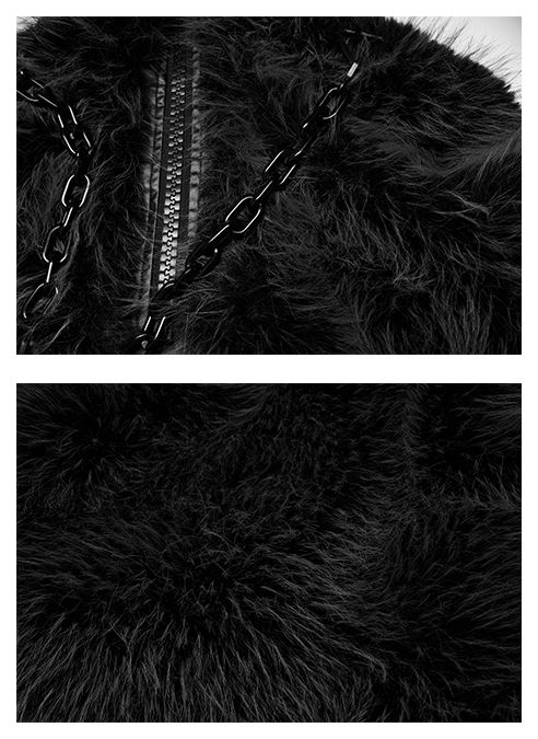 Manteau court en fausse fourrure Noir