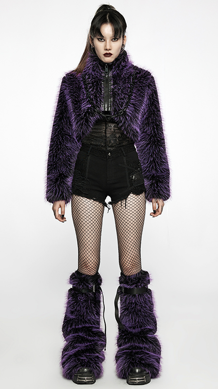 Manteau court en fausse fourrure Violet