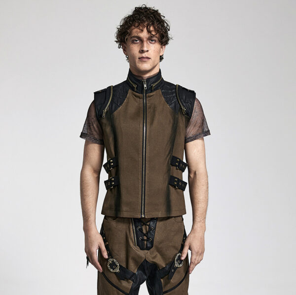 Veste steampunk à fermetures éclair bronze Veste steampunk à fermetures éclair bronze