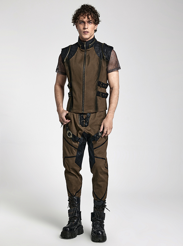 Veste steampunk à fermetures éclair bronze Veste steampunk à fermetures éclair bronze