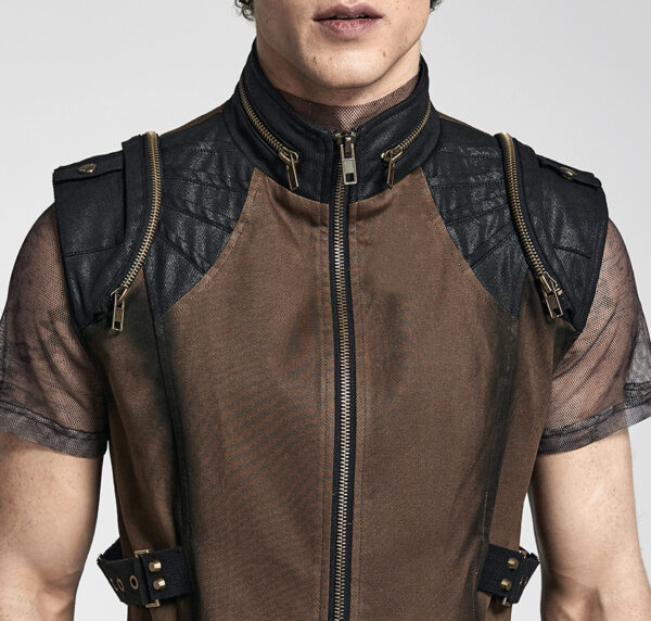Veste steampunk à fermetures éclair bronze Veste steampunk à fermetures éclair bronze