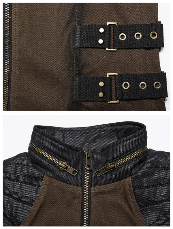 Veste steampunk à fermetures éclair bronze Veste steampunk à fermetures éclair bronze