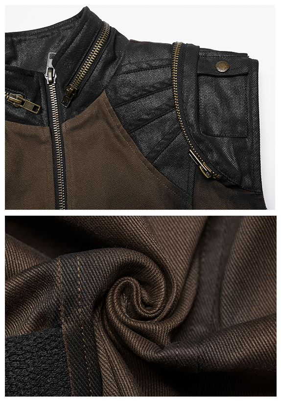 Veste steampunk à fermetures éclair bronze Veste steampunk à fermetures éclair bronze