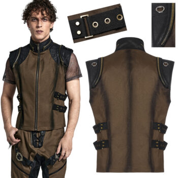 Veste steampunk à fermetures éclair bronze