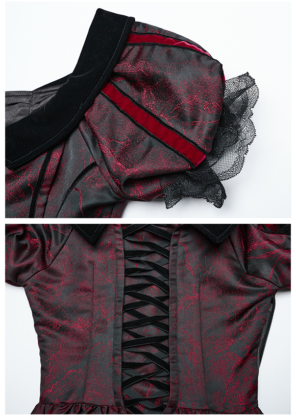 Robe de mariée romantique en jacquard rouge