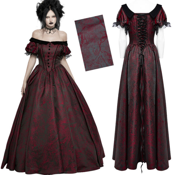 Robe de mariée romantique en jacquard rouge