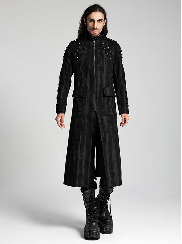 Manteau à rayures délavées et clous Manteau à rayures délavées et clous