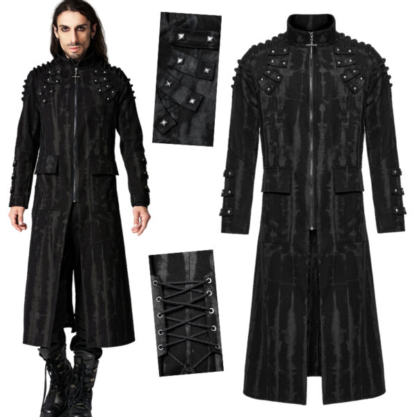 Manteau à rayures délavées et clous Manteau à rayures délavées et clous