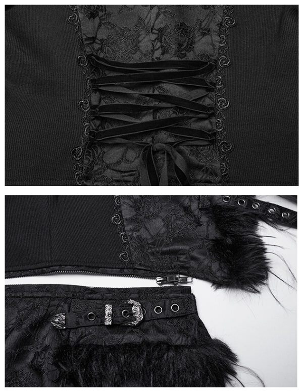 Gilet convertible à roses noires et sangles