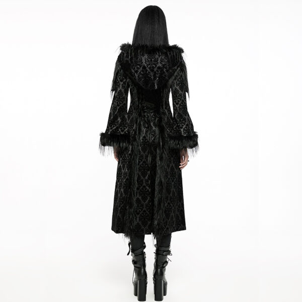 Manteau à motifs en velours et fourrure longue